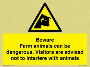 Beware Farm animals can be dangerous. Visitors are advised not to interfere with animals